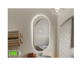 Зеркало закругленное с подсветкой для ванной комнаты Бикардо на батарейках (аккумуляторе)