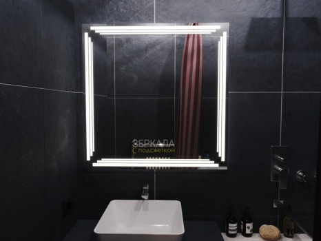 Зеркало в ванную комнату с подсветкой Диаманте 70х70 см