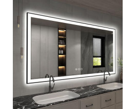 Черное зеркало с подсветкой в ванную Люкс