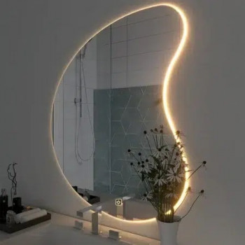 Полукруглое зеркало c подсветкой для ванной комнаты Мейпл