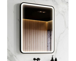 Черное зеркало с подсветкой для ванной Моника