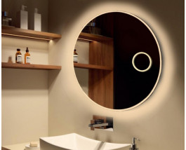 Круглое зеркало в ванную с увеличением и подсветкой Мун